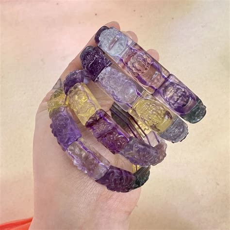 Pulsera De Fluorita Con Grabado De Pixiu Para Mujer Brazalete De