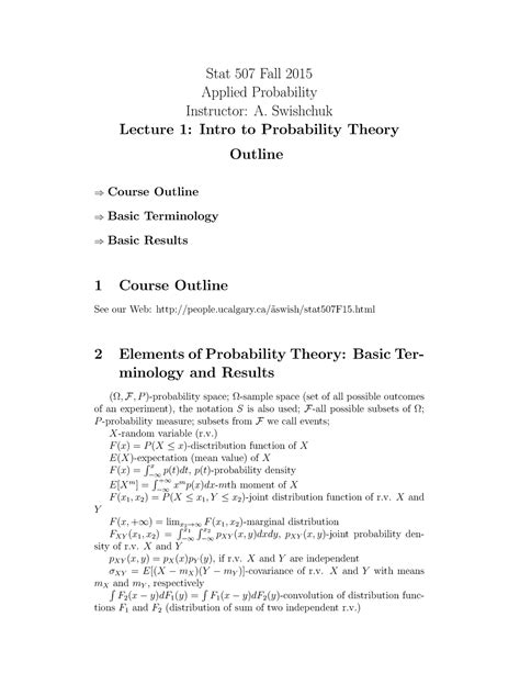 Introduction To Stochastic Processes Lecture Notes Stat507 1 5