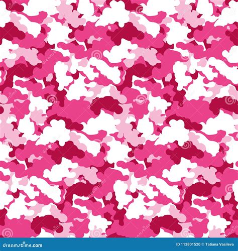 Pink Color Abstract Camouflage Seamless Pattern Vector Background