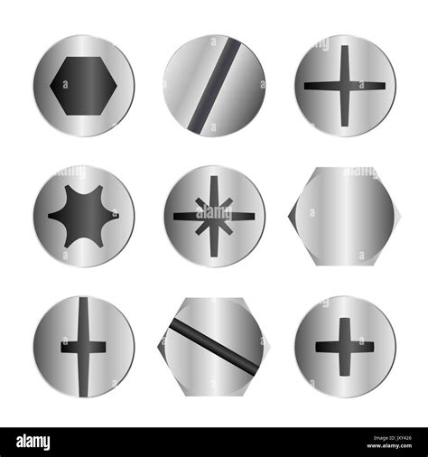 Different metal bolt and screw head types Stock Vector Image & Art - Alamy