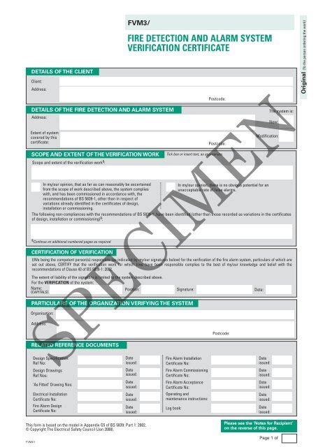 Niceic Fire Alarm Certificate