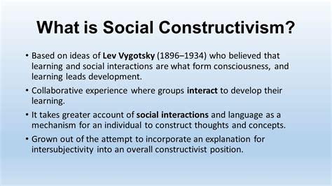 Radical Constructivism Intersubjectivity Social Constructivism