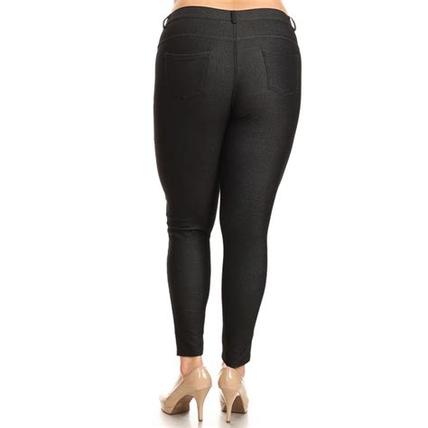 Womens Classic Solid Skinny Jeggings Plus Size