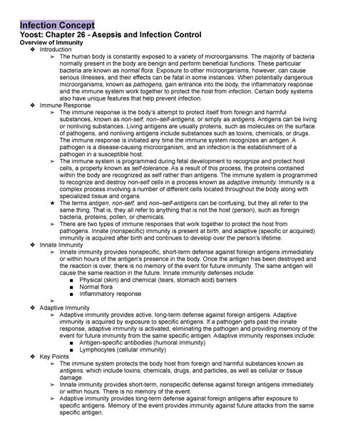 Infection Concept Notes Infection Concept Yoost Chapter Asepsis