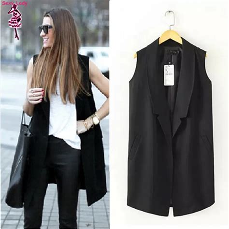 Sexy Lady 2015 New Fashion Womens Solid Black Long Sleeveless Suit