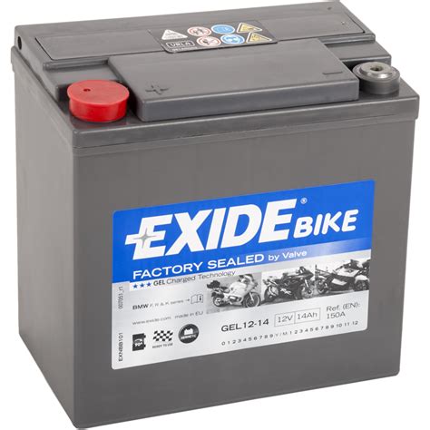 Batería Exide Moto 12v Agm Ready Gel12 14 Agm 12v 14ah 14150a 150x90x145mm Compatible Start