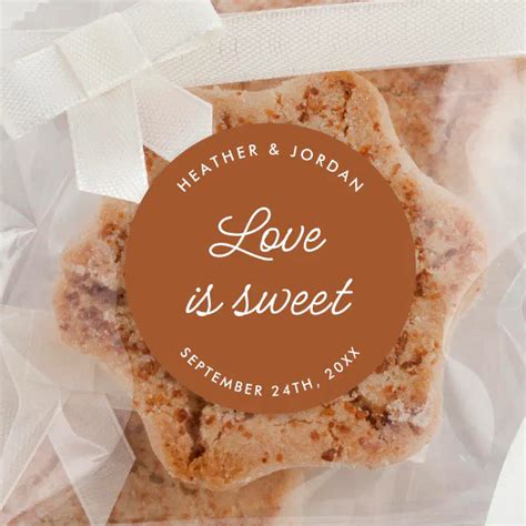 Terracotta Rust Love Is Sweet Wedding Favors Classic Round Sticker Zazzle