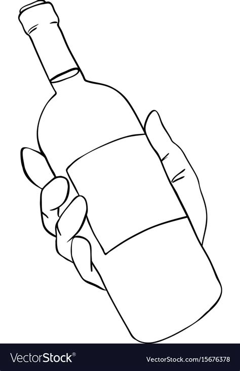 Cartoon Image Of Hand Holding Bottle Wine Vector Image