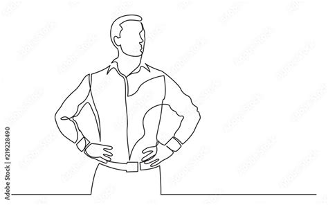 continuous line drawing of standing confident man Stock Vector | Adobe Stock