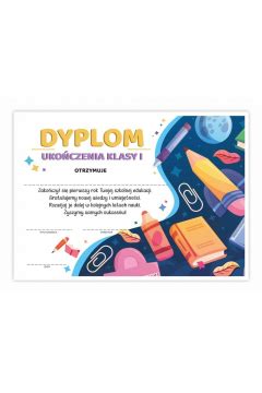 LearnHow Dyplom A4 ukończenia klasy pierwszej Spinacz 20szt