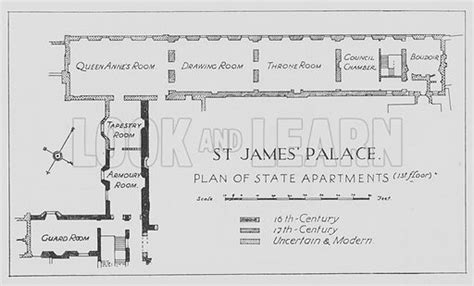 St James' Palace, Plan of State Apartments, 1st floor stock image ...