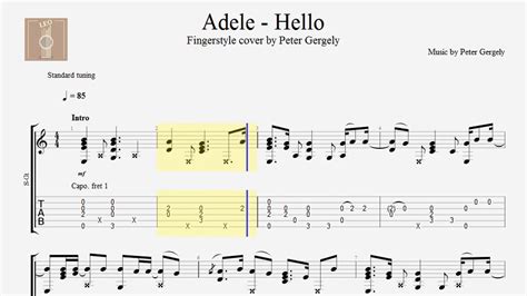 Hello Adele Tab Guitar Solo Youtube