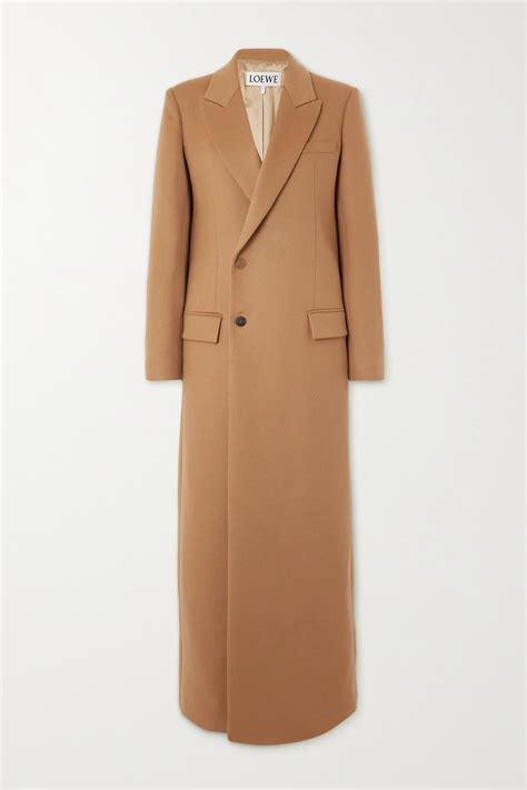 Loewe Double Breasted Wool And Cashmere Blend Coat In Natural Lyst