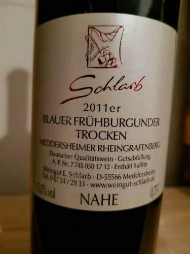 Schlarb Meddersheimer Rheingrafenberg Blauer Fr Hburgunder Trocken Vivino