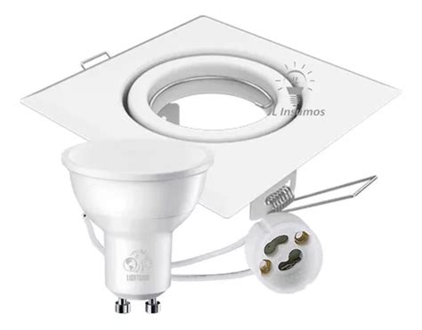 Pack 10 Spot Embutir Cuadrado Blanco 10cm Dicro Led 7w L