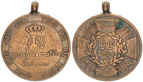 Preußen Medaille 1813 1814 Kriegsdenkmünze Erinnerungskreuz Aus