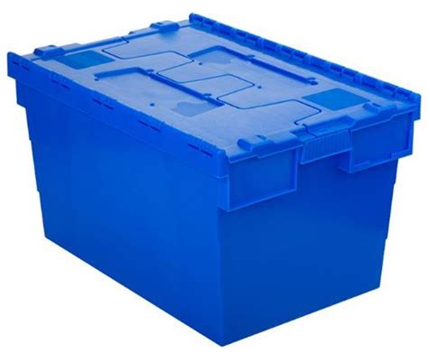 60x40x32 Cm Attached Lid Container Tote Boxes Lidded Crates