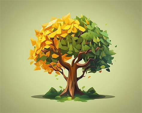 Una ilustración de un árbol con hojas de diferentes colores Vector