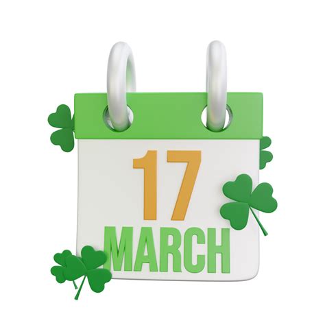 3d Rendering Of St Patrick Day Calendar Icon 20481779 Png