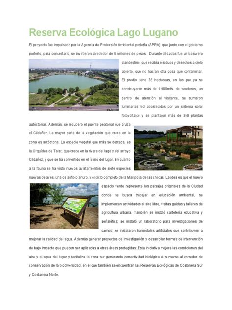 Reserva Ecológica Lago Lugano Pdf Buenos Aires Entorno Natural