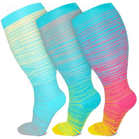 2xl 7xl Plus Size Bright Stripe Compression Socks Plusock