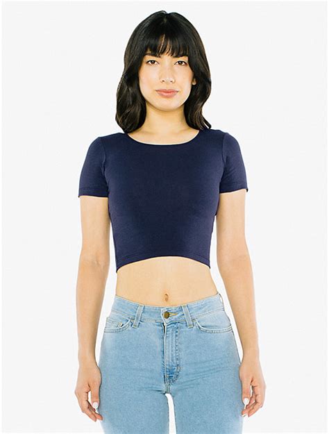 Cotton Spandex Jersey Crop T Shirt American Apparel