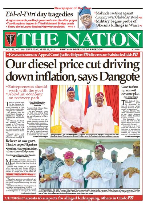 Nigerian Newspapers Daily Front Pages Review Thursday Th April