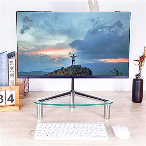 Hemudu Clear Glass Computer Monitor Riser Triangle Desktop Universal Corner Stand For Computer