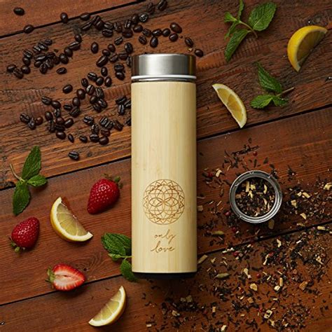 The Love Bamboo Tea Tumbler With Infuser Strainer Basket For Loose