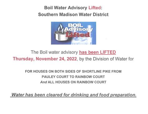 BOIL WATER ADVISORY LIFTED 11-24-22 ...