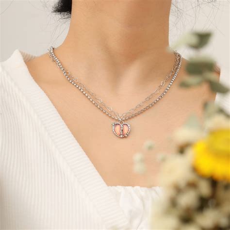 Jual Riana Necklace Kalung Alloy Wanita Double Layer Silver Rantai