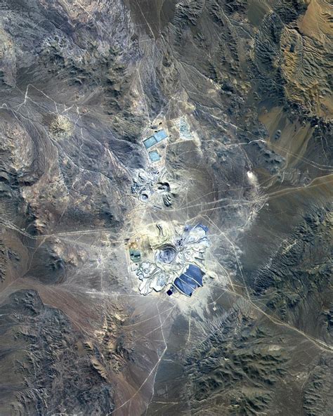 Satellite Image, Photo of Escondida Mine, Atacama Desert, Chile