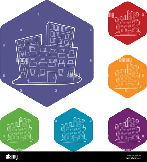 Administrative Building Icons Vector Hexahedron Stock Vector Image