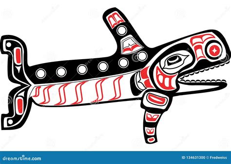 Native American Whale Art Vector Illustration Stock Vector