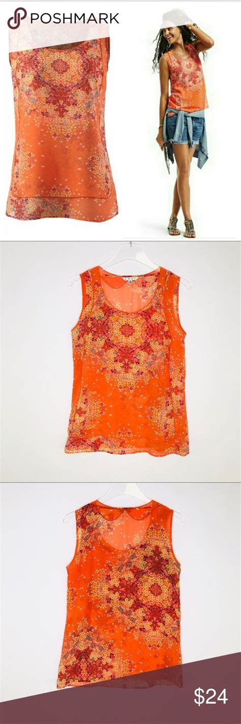 Cabi Orange Floral Merrow Edge Tank Style 268 Clothes Design Style