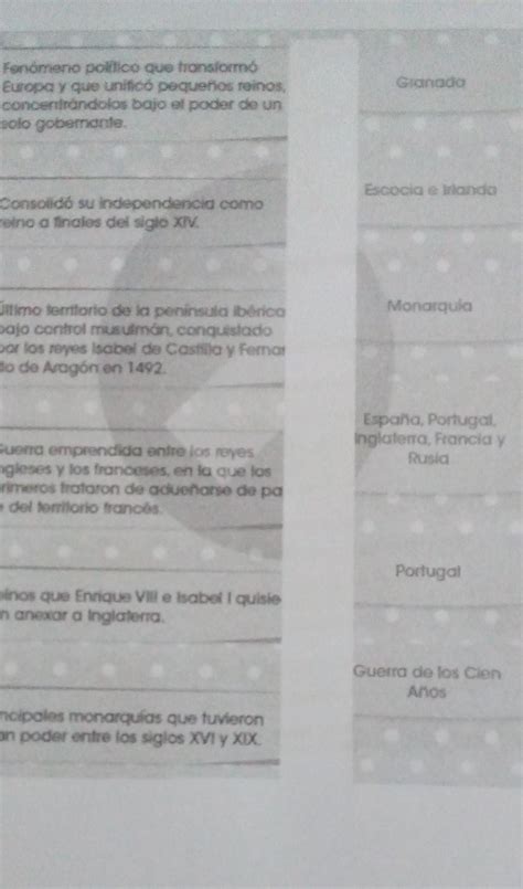 Relaciona Ambas Columnas Con L Neas Seg N Corresponda Consulta Las