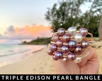 Custom Edison Pearl Bangle Pearl Bangle Bracelet Birthday Gift For