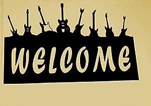 Amazon.com : Guitar, Welcome Sign, Rocker, Music, Metal Art, Band, Rock ...