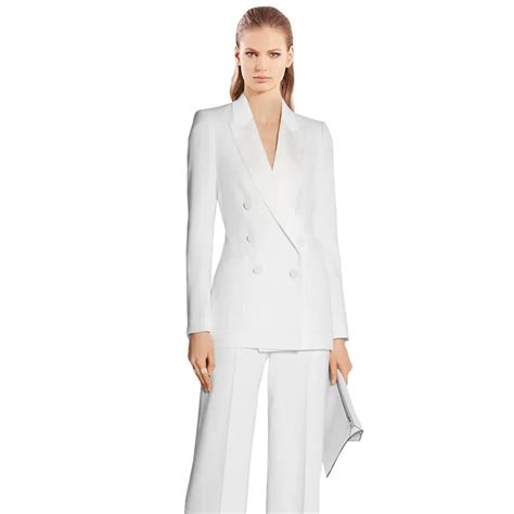 White Work Bussiness Formal Elegant Women Suit Set Blazers And Pants Office Suits Fashion