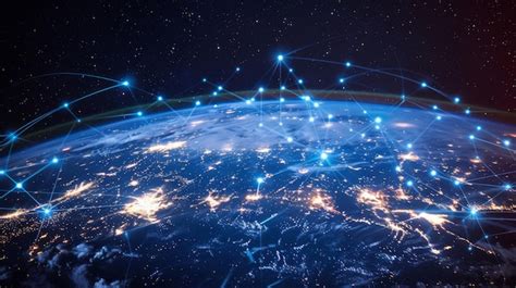 Premium Photo The Internet Spreading Across The Globe From Satellites