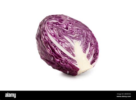 Half Red Cabbage And Half Isolated On White Background With Clipping