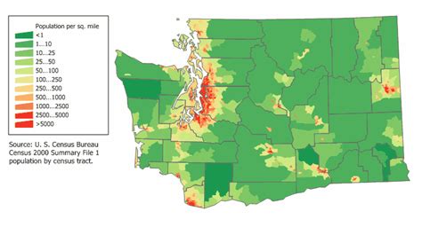 Washington State Population Map | Tourist Map Of English