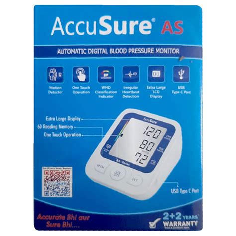 Accusure As Automatic Digital Blood Pressure Monitor System 1 Count