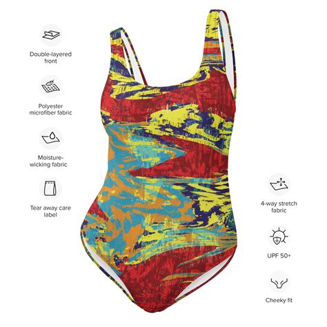 Colorful One-piece Swimsuit - Popart Camo - Abstract Spatter Pattern