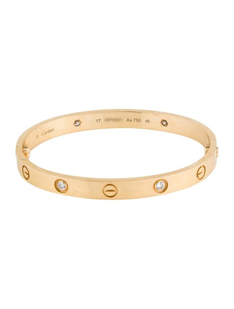 Cartier 4 Diamond LOVE Bracelet - 18K Yellow Gold Bangle, Bracelets ...