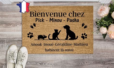 Paillasson Chat Et Chien Cadeau Personnalis Animaux Cadeau F Te Des