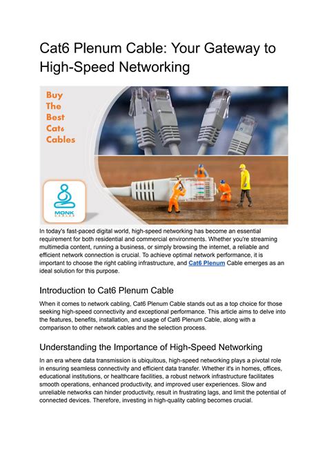 Cat6 Plenum Cable Your Gateway To High Speed Networking By Monkcables Issuu