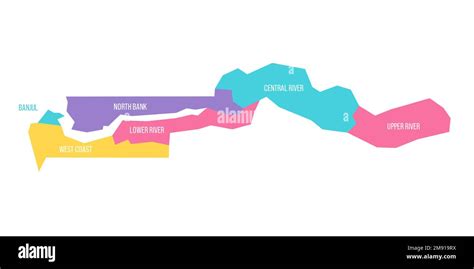 The Gambia Political Map Of Administrative Divisions Regions And City