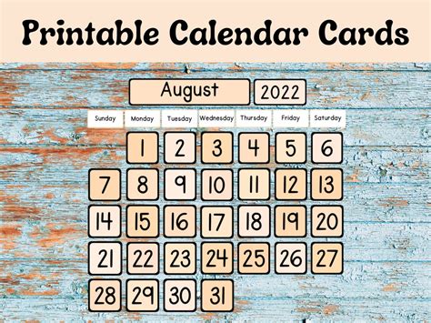 Printable Classroom Calendar Cards Shades of Tan Calming Colors Instant ...