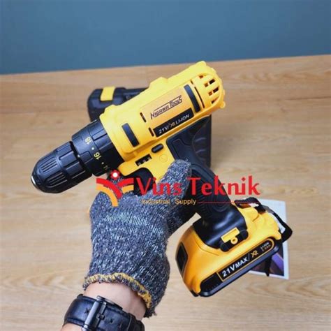 Promo Mesin Bor Baterai 10mm 21V Nagawa Cordless Drill Diskon 12 Di